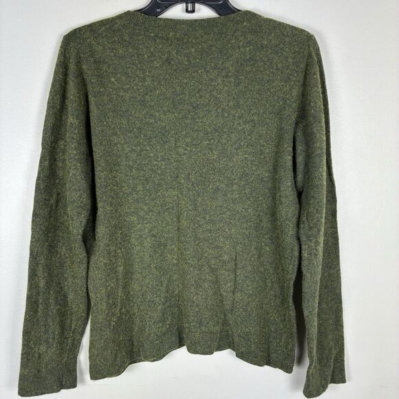 J Crew Teddie Sweater Sz M Dark Green Wool Cotton Blend Preppy Crew Neck Casual - Picture 5 of 9